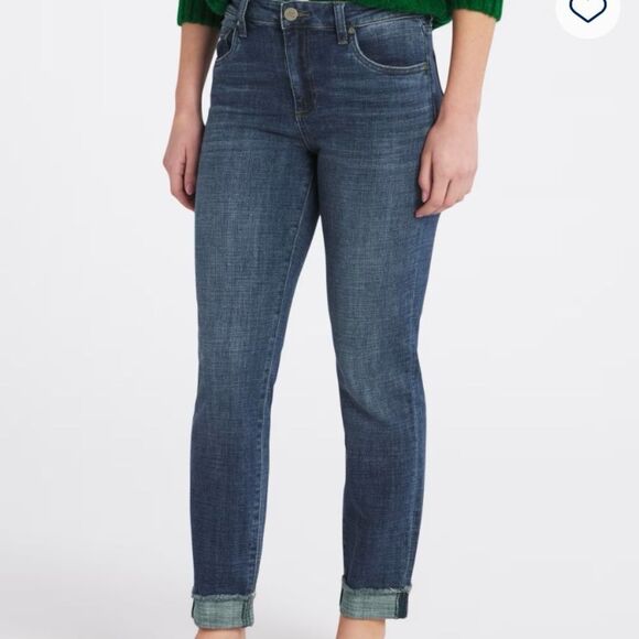 Kut from the Kloth Amy Frayed Hem High arise Boyfriend Blue Jeans - Picture 1 of 3